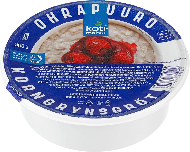 Kotimaista laktoositon ohrapuuro 300g