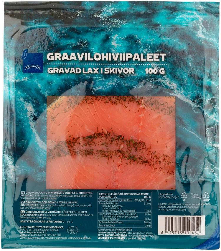 Rainbow graavilohiviipaleet 100g