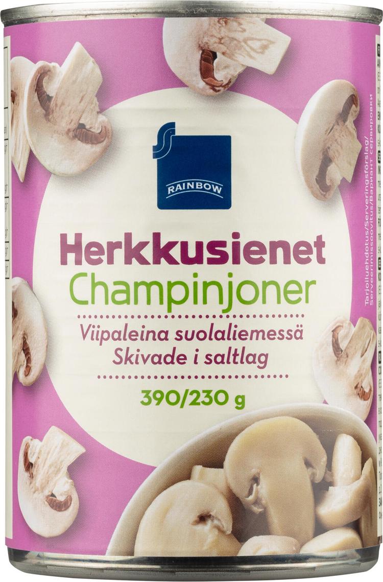 Rainbow herkkusienet viipaleina suolaliemessä 390g/230g