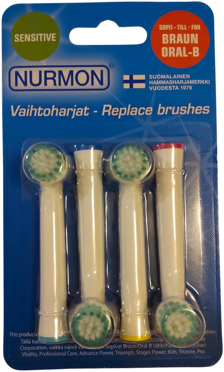 NURMON Vaihtoharjat-4 Sensitive, Oral-B yhteensopivat