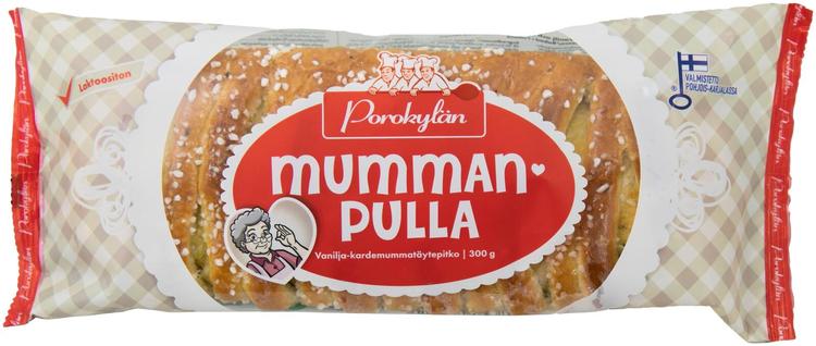 Porokylän Mummanpulla 300 g vanilja-kardemummatäytepitko.