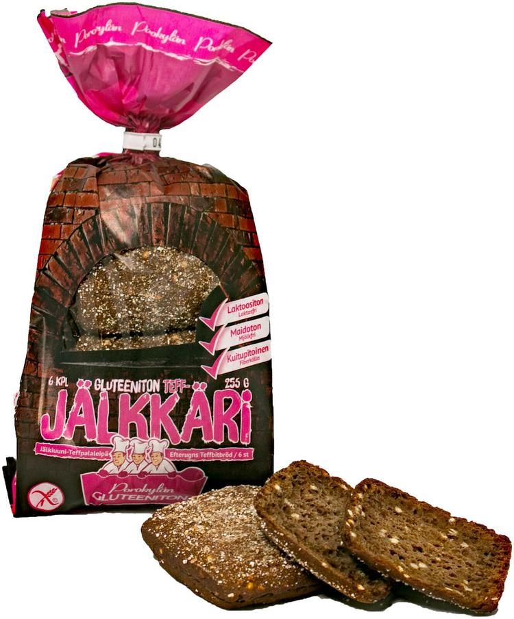 Porokylän Teff Jälkkäri 6 kpl / 255 g jälkiuuni Teffpalaleipä gluteeniton.