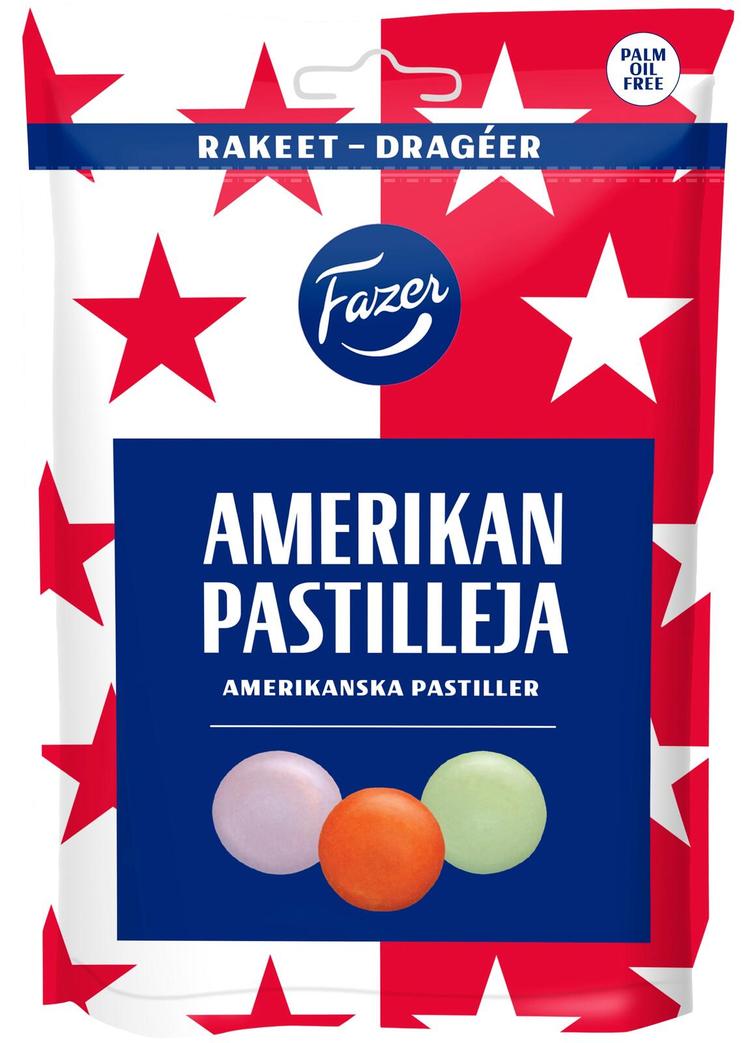 Fazer Amerikan pastilli maitosuklaarae karkkipussi 175g