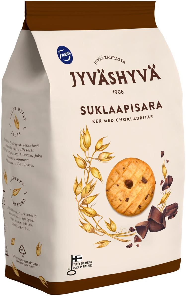 Fazer Jyväshyvä Suklaapisara kaurakeksi 350g