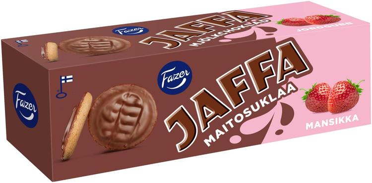 Fazer Jaffa Maitosuklaa Mansikka leivoskeksi 150g