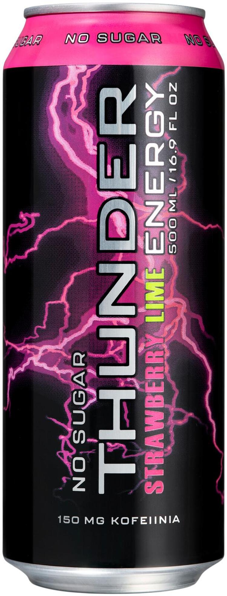 THUNDER ENERGY No sugar Strawberry-Lime energiajuoma 500 ml