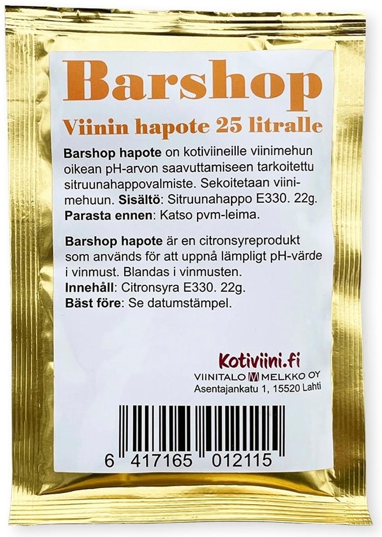 Barshop Viinin hapote 25 litralle kotiviiniä, sitruunahappo 22g