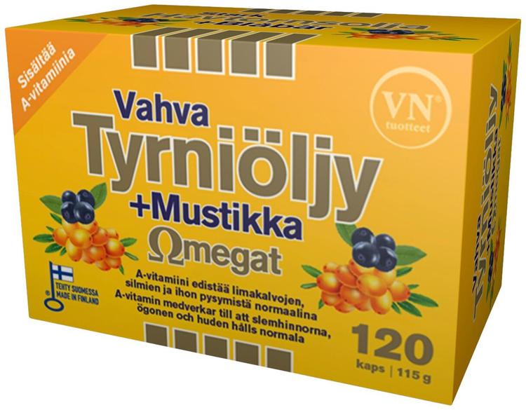 Vahva Tyrniöljy+Mustikka Omegat 120 kaps - ravintolisä Via Naturale