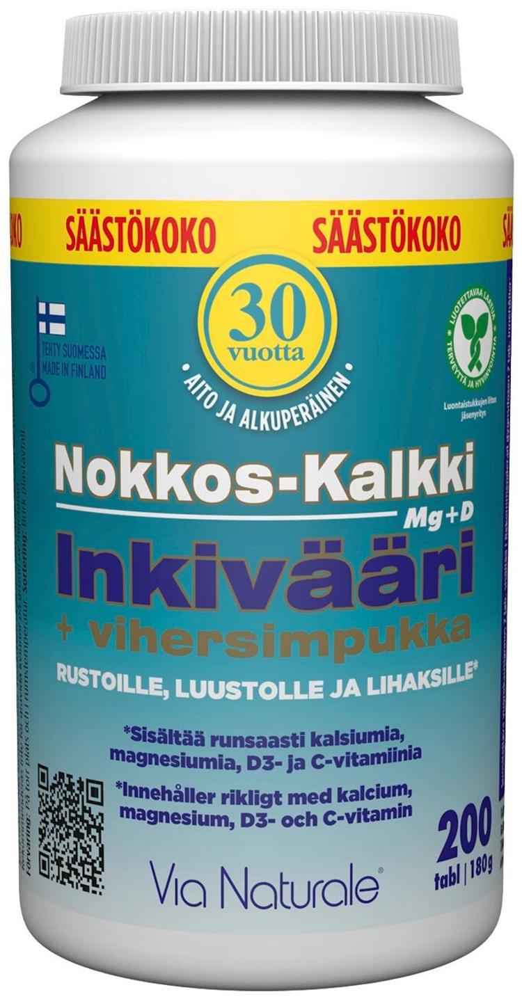 Nokkos-Kalkki Inkivääri+Vihersimpukka 200 tabl. Via Naturale