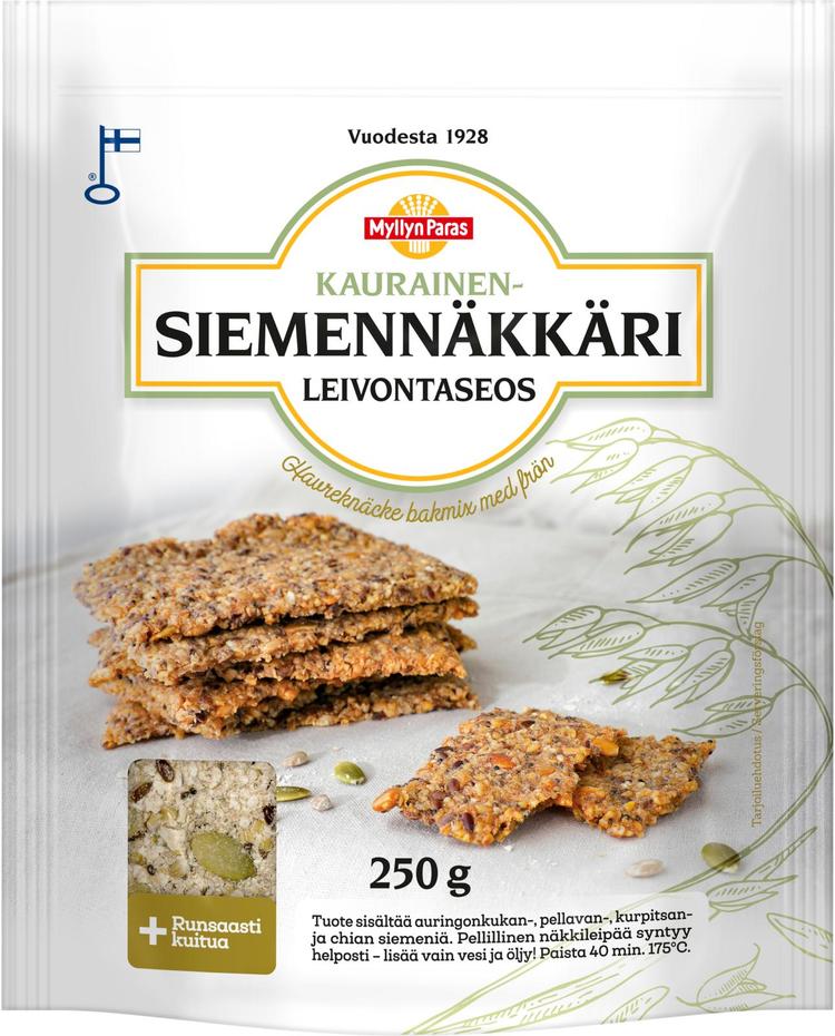 Myllyn Paras Kaurainen-siemennäkkäri Leivontaseos 250g | S-kaupat Ruoan ...