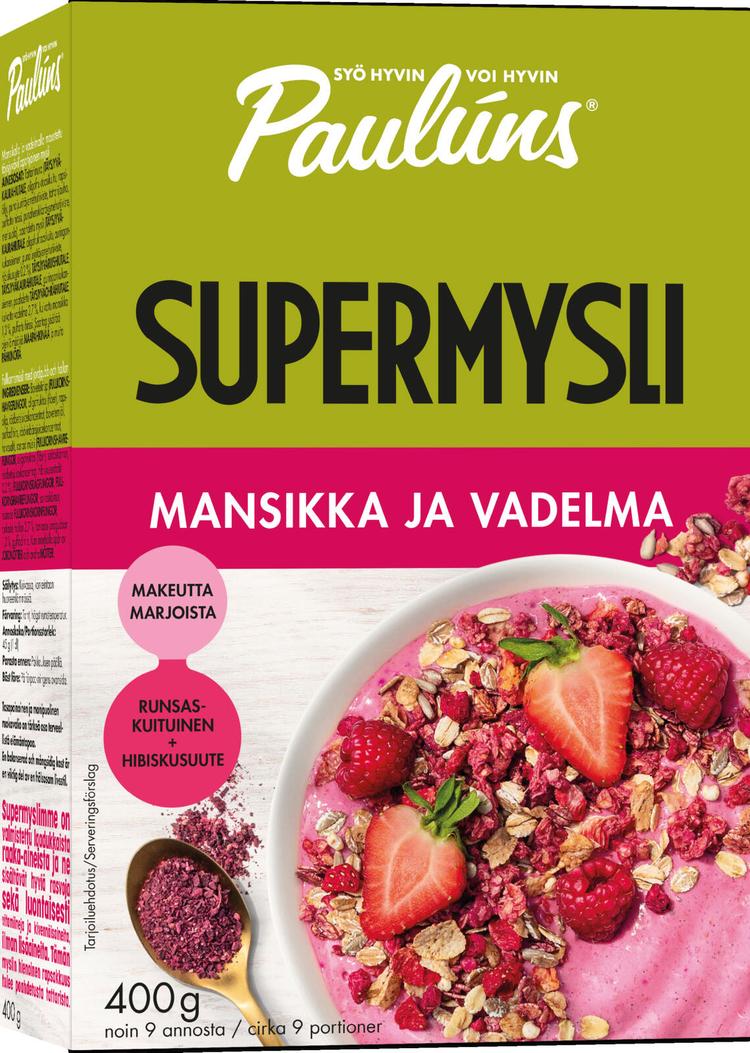 Paulúns mansikka ja vadelma supermysli 400g