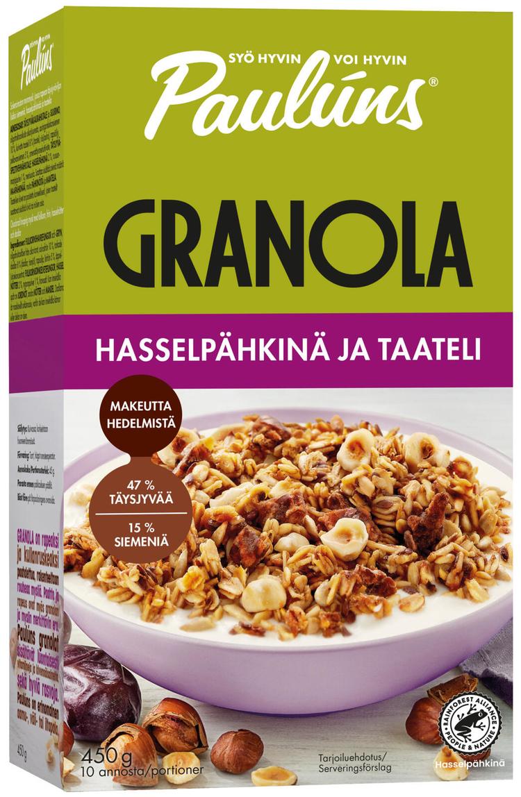 Paulúns hasselpähkinä ja taateli granola muromysli 450g