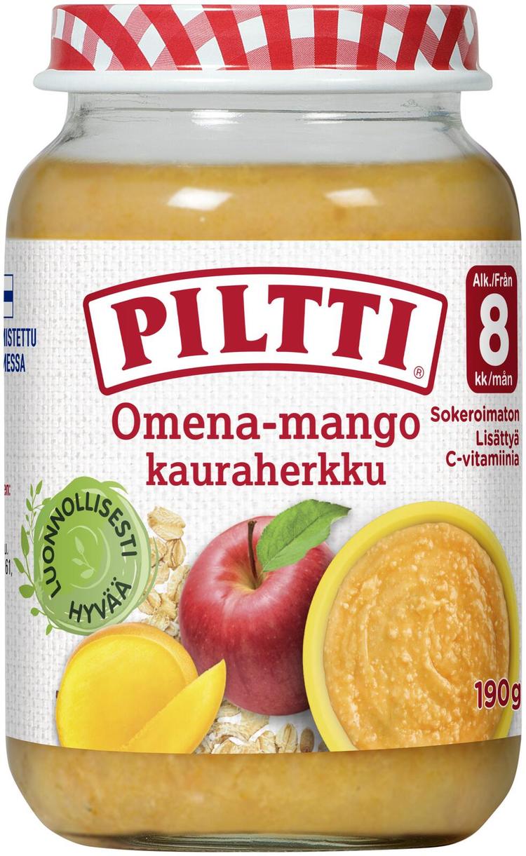 Piltti 190g Omena-mango-kauraherkku jälkiruoka 8kk