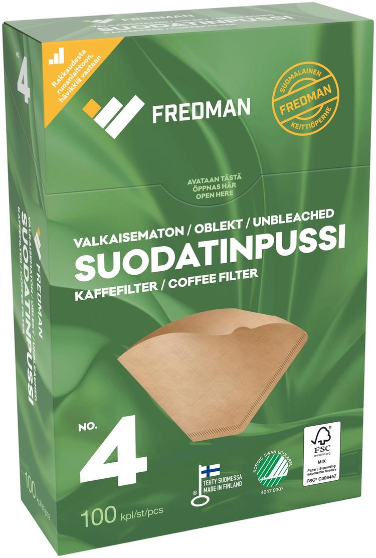 Fredman Suodatinpussi No 4 valkaisematon 100kpl