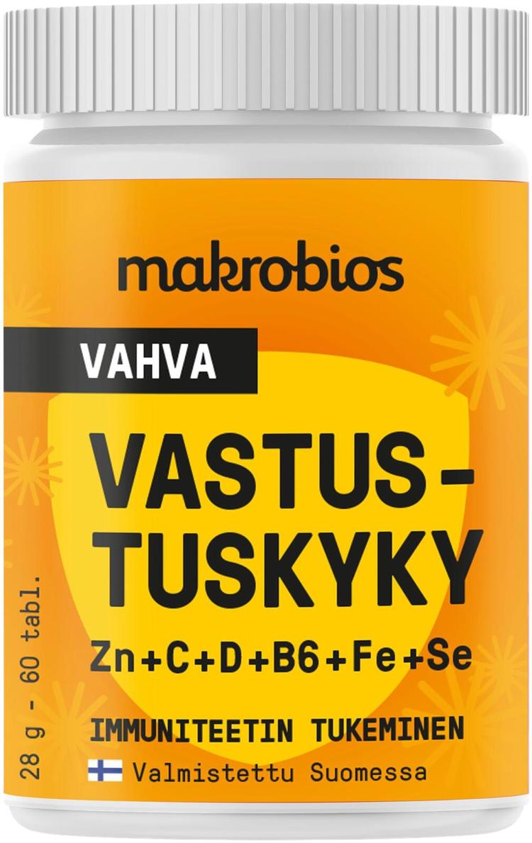 Makrobios Vahva vastustuskyky Zn+C+D+B6+Fe+Se 60 tablettia 28g