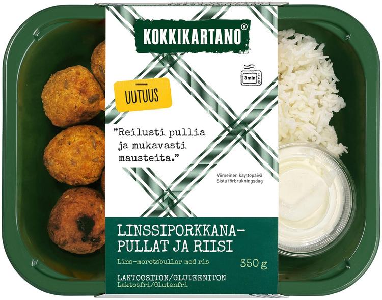 Kokkikartano Linssi-porkkanapullat ja riisi 350g