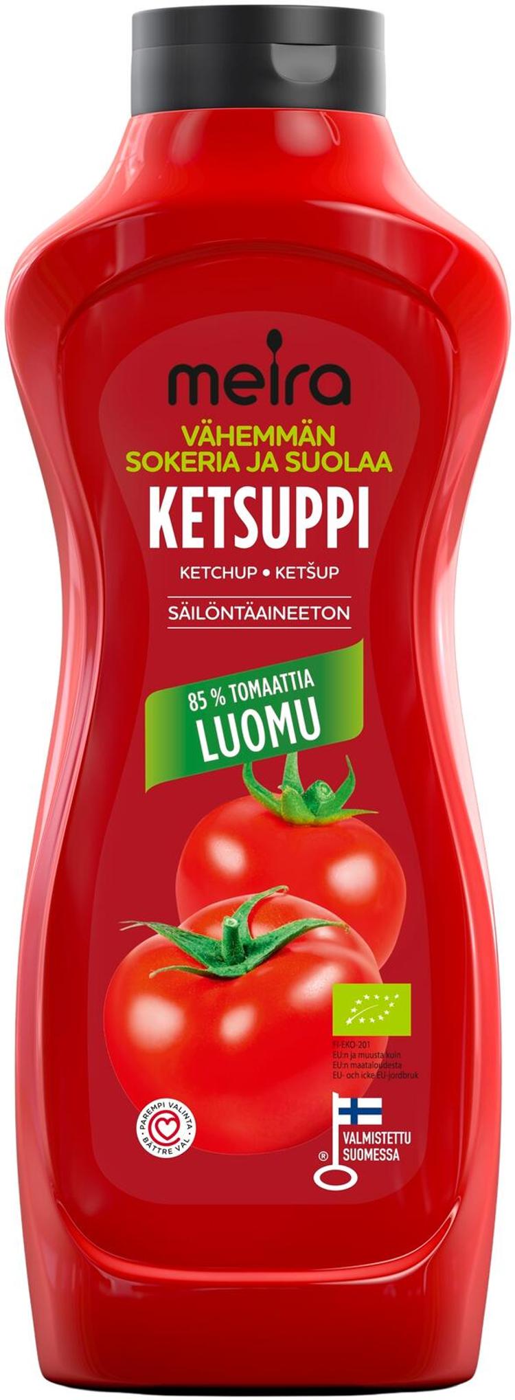 Meira Luomu ketsuppi vähemmän sokeria ja suolaa 900g