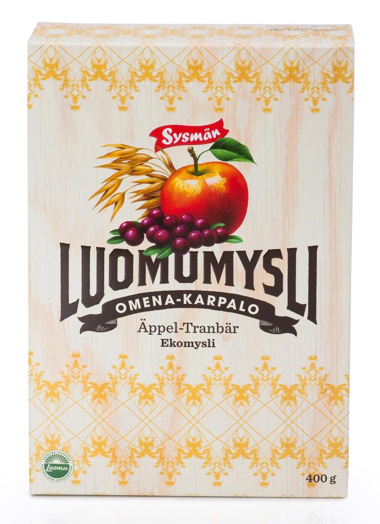 Sysmän Omena-Karpalo Luomumysli 400g