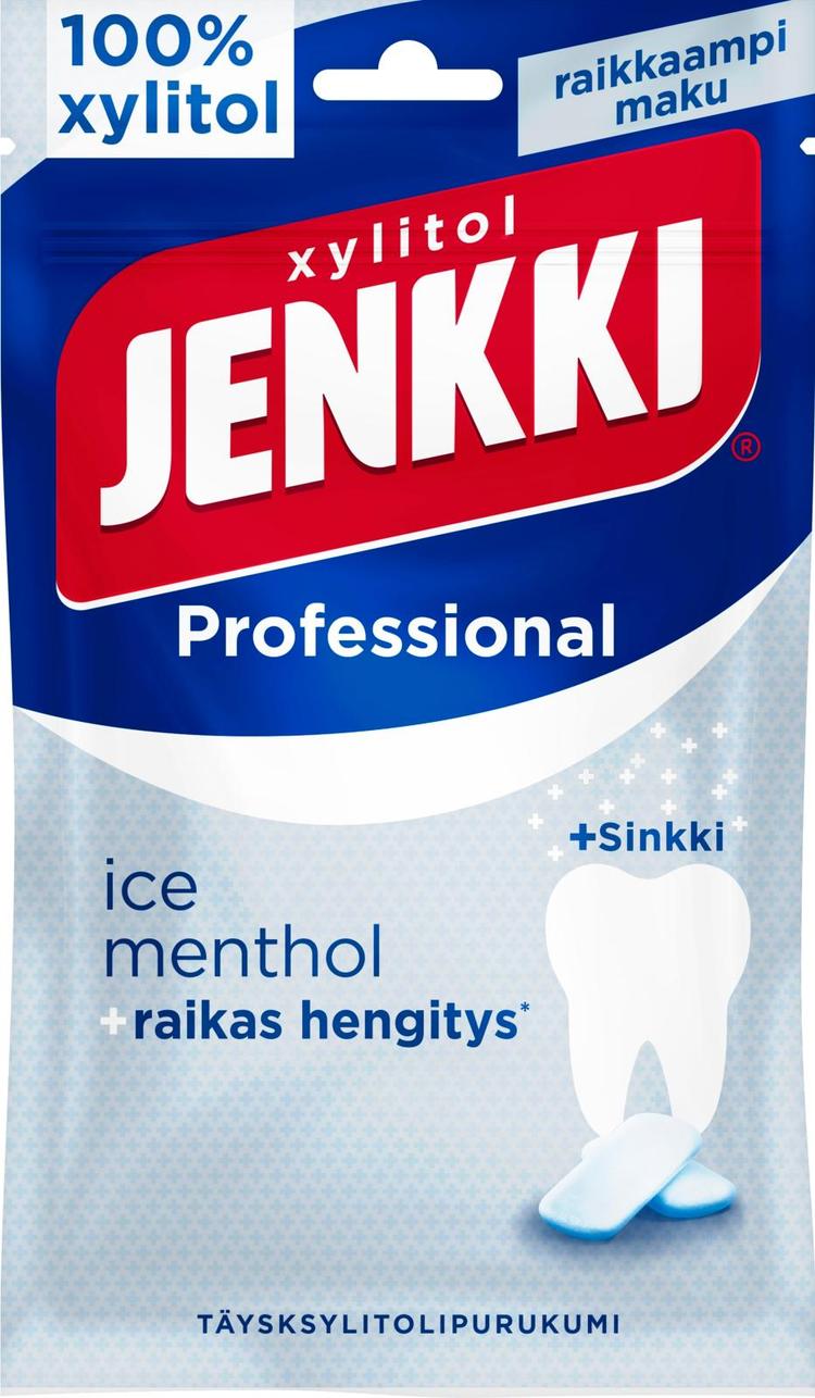 Jenkki Professional Ice Menthol +Sinkki täysksylitolipurukumi 90g