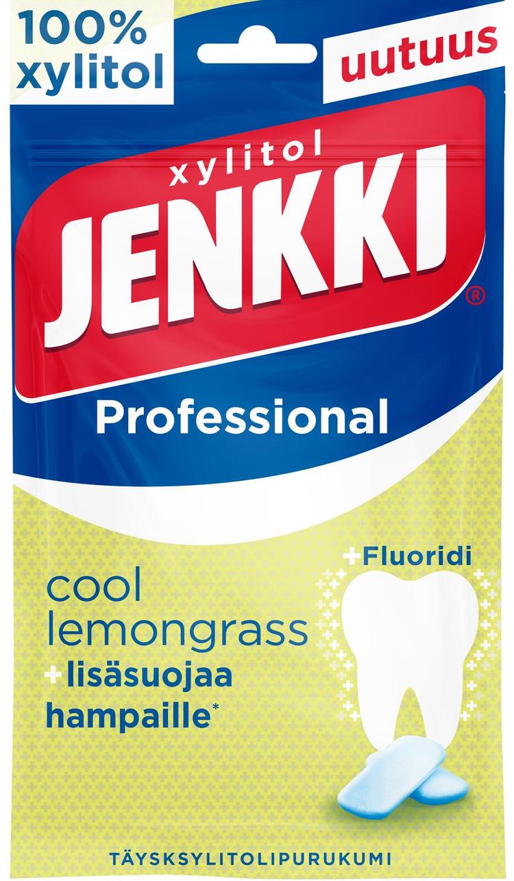 Jenkki Professional Cool Lemongrass +Fluoridi täysksylitolipurukumi 90g