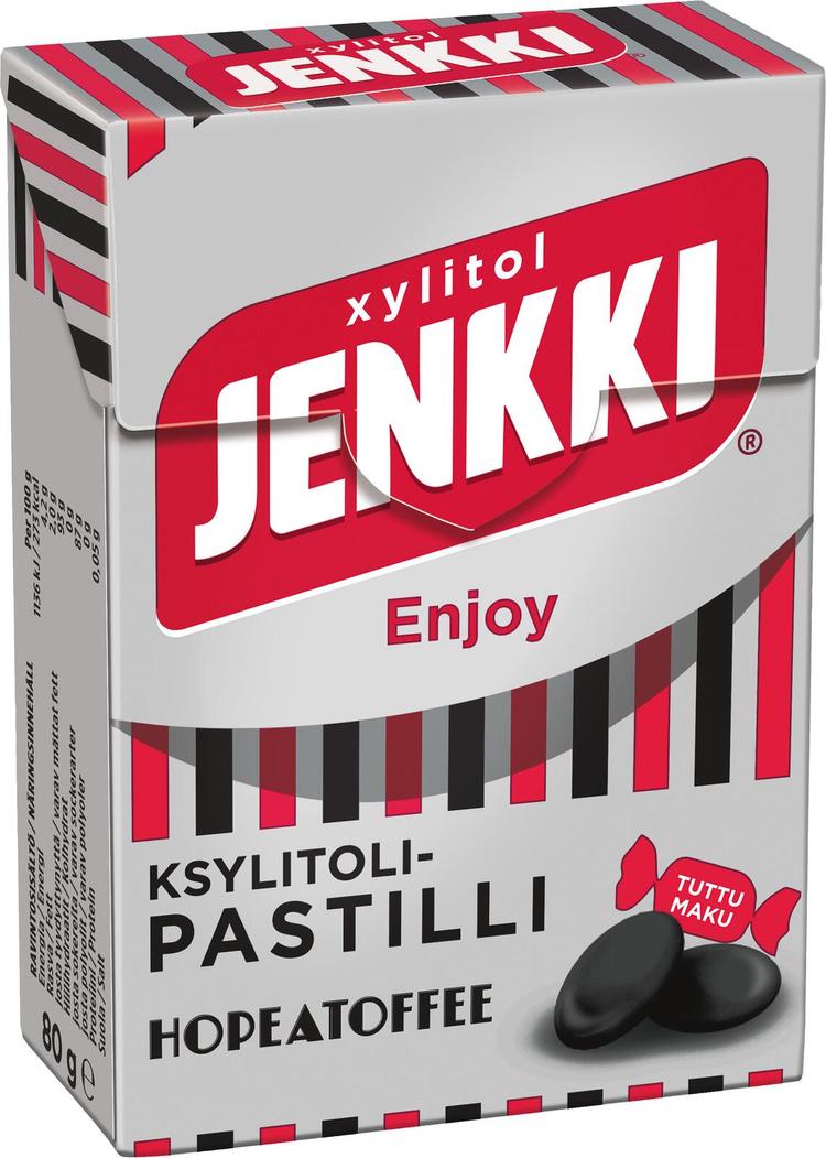 Jenkki Enjoy Hopeatoffee ksylitolipastilli 80g