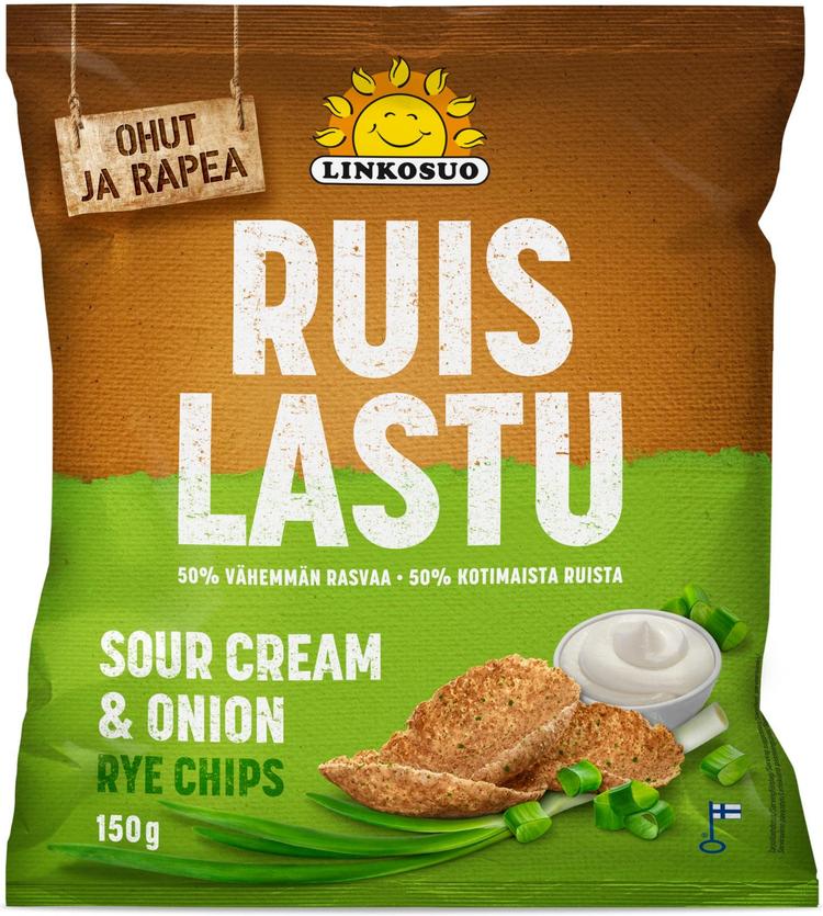 Linkosuon Ohut Ruislastu sour cream & onion 150 g