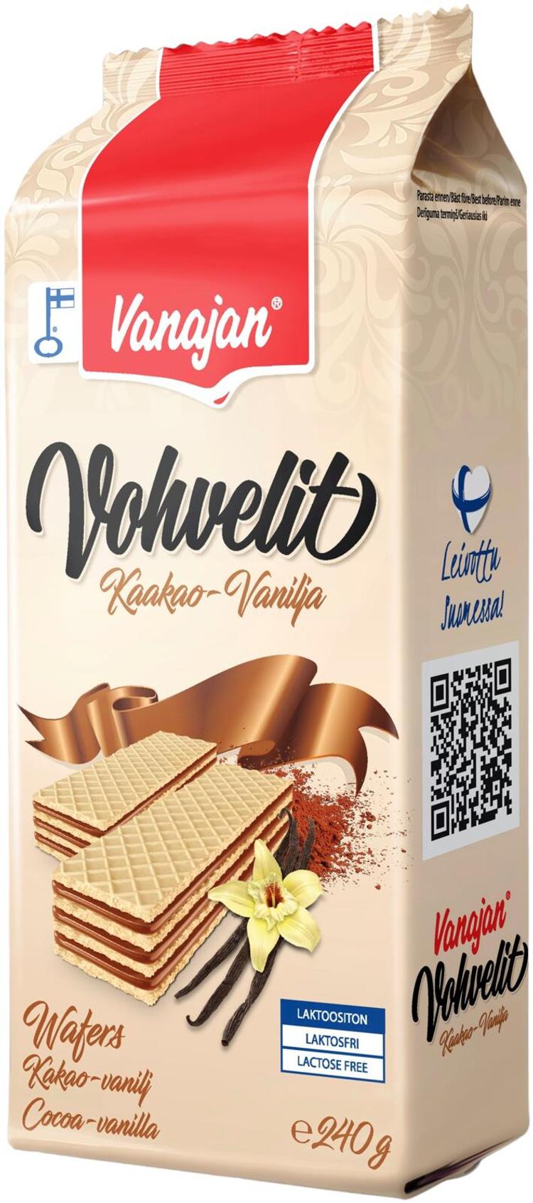 Vanajan Kaakao-vaniljavohveli 240g