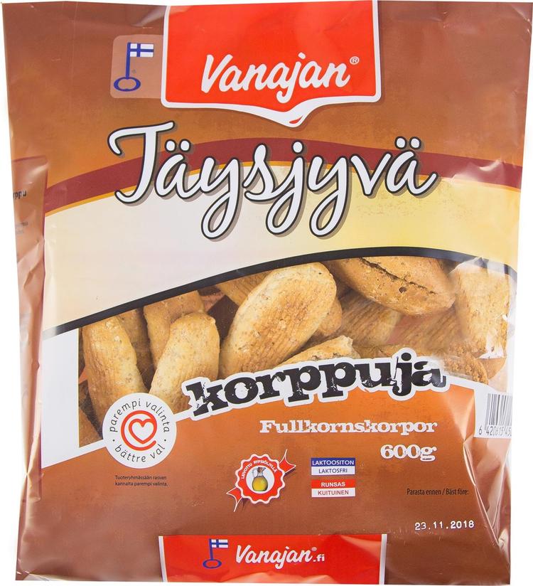 Vanajan Täysjyväkorppu 600g