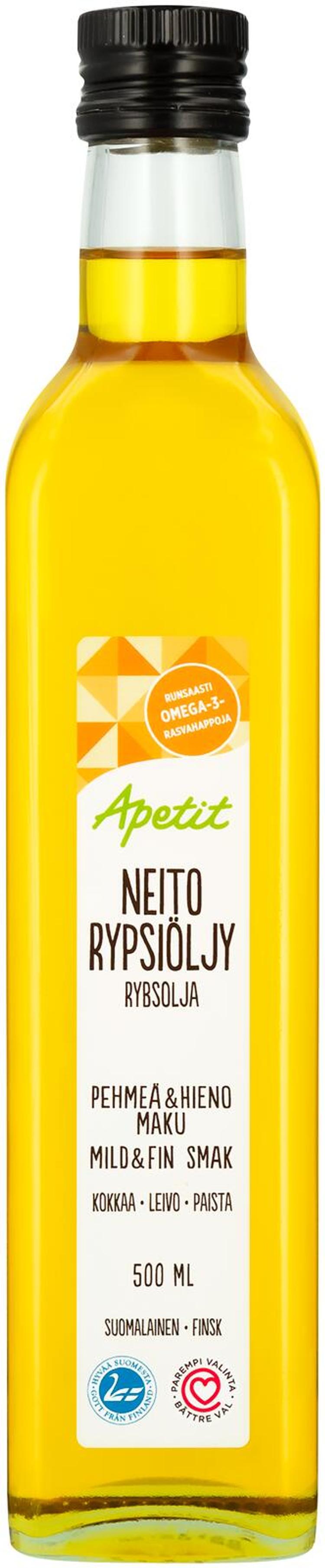 Apetit Neito Puristettu pehmeä ja hieno rypsiöljy 500ml