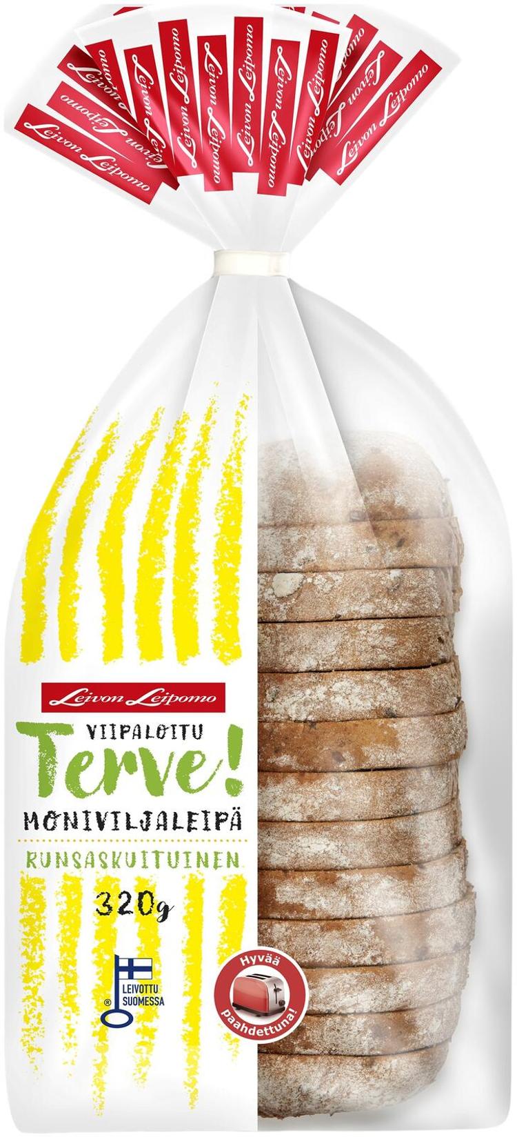 Leivon Leipomo Terve! moniviljaleipä viipaloitu 320g