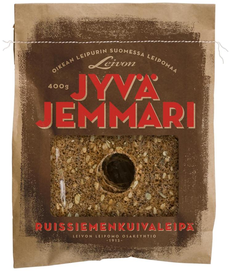 Leivon Leipomo Jyväjemmari 400g ruissiemenkuivaleipä