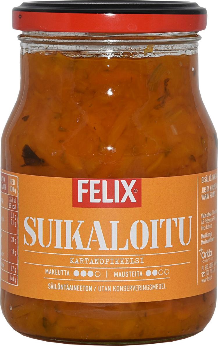 Felix kartanopikkelsi, kurpitsasuikaleita mausteliemessä 370/245g