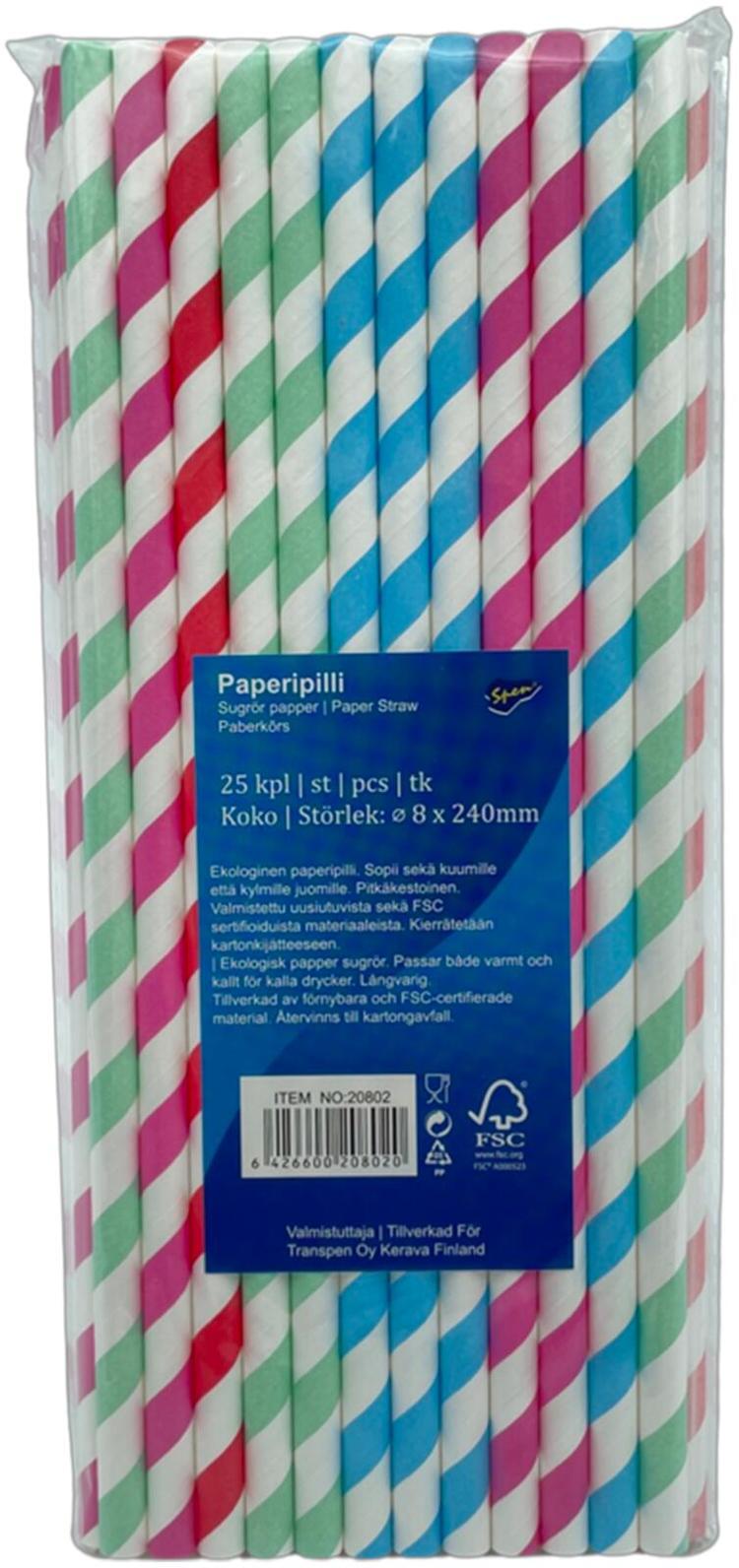 Spen paperipilli 25 kpl 8x240mm värilajitelma