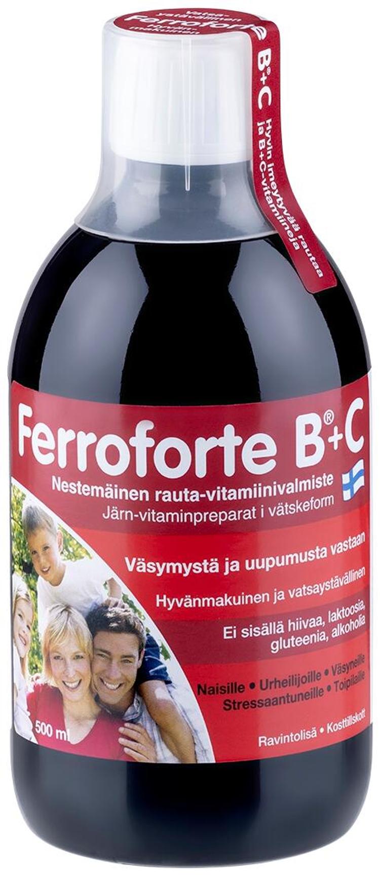 Ferroforte B + C vahva nestemäinen rauta-vitamiinivalmiste 500 ml