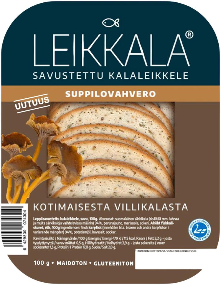 Leikkala- Leppäsavustettu kalaleikkele, suppilovahvero 100G