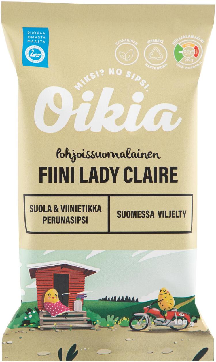 Oikia Fiini Lady Claire suola-viinietikka perunalastut 100g