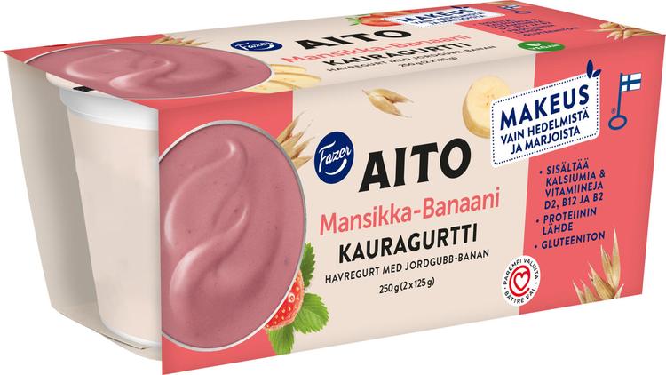 Fazer Aito Kauragurtti Mansikka-Banaani 2x125g, gluteeniton fermentoitu kauravälipala