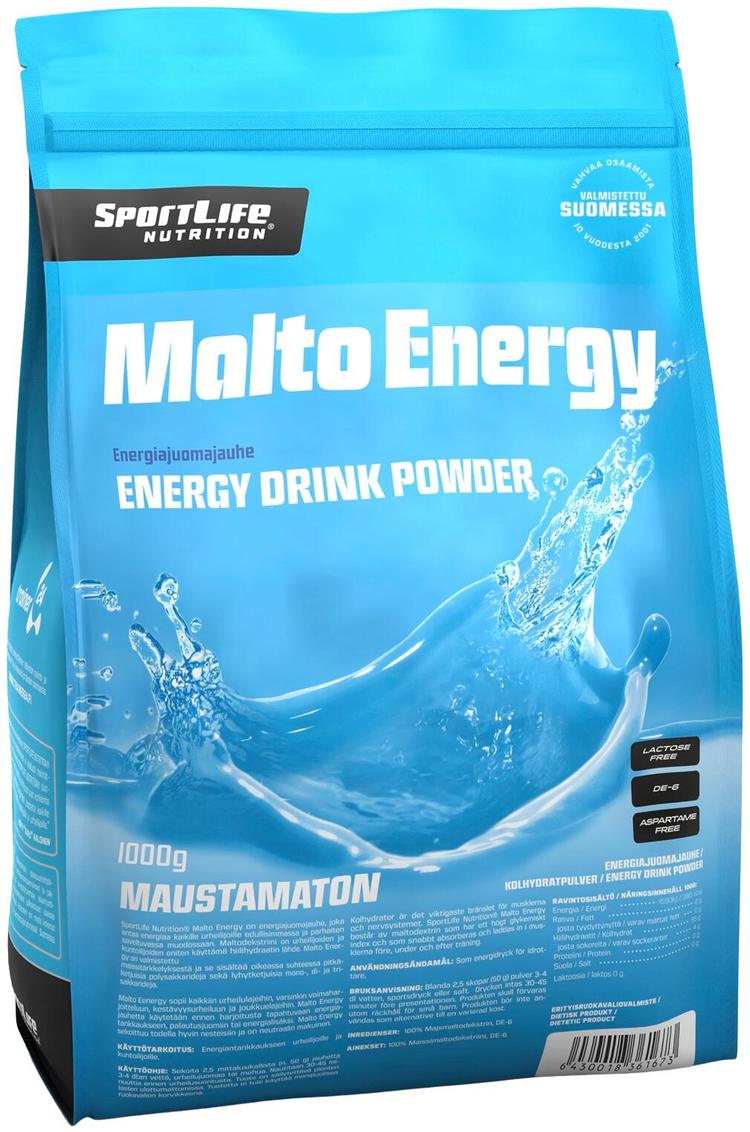 SportLife Nutrition Malto Energy 1000g maustamaton energiajuomajauhe