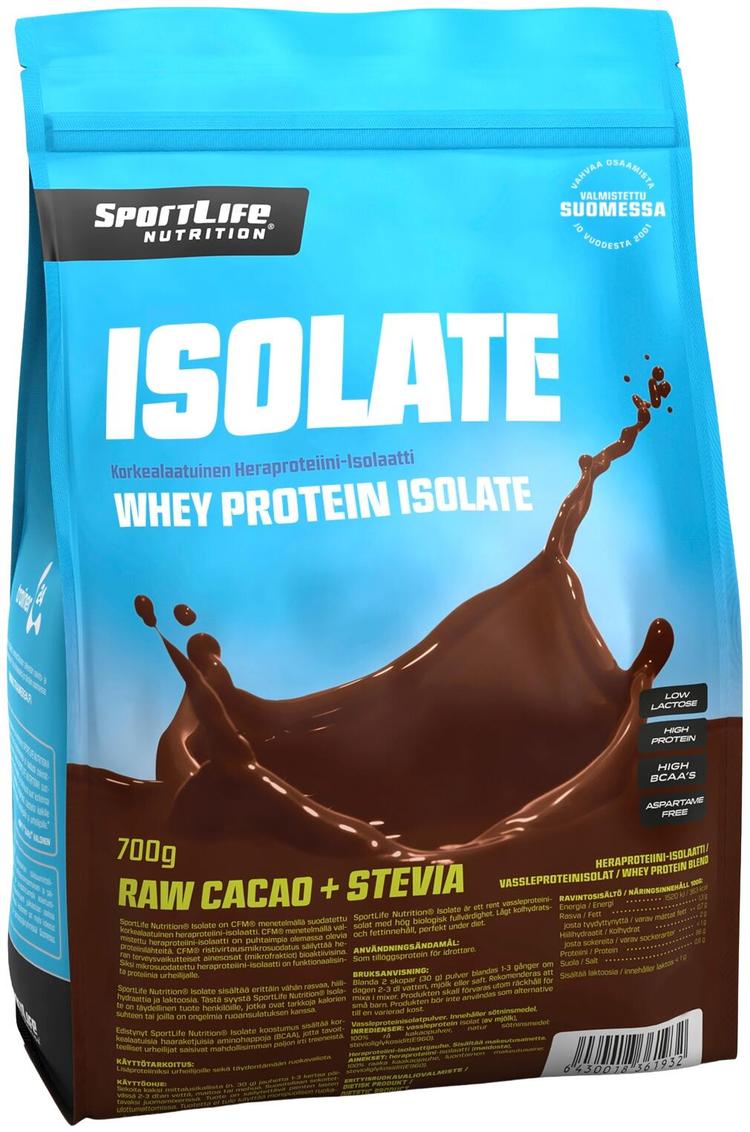 SportLife Nutrition Isolate 700g raakakaakao heraproteiinijauhe