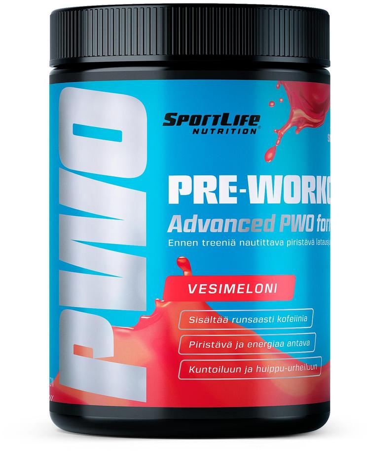 SportLife Nutrition Pre-Workout 250g vesimeloni Tehonlisäysjuomajauhe