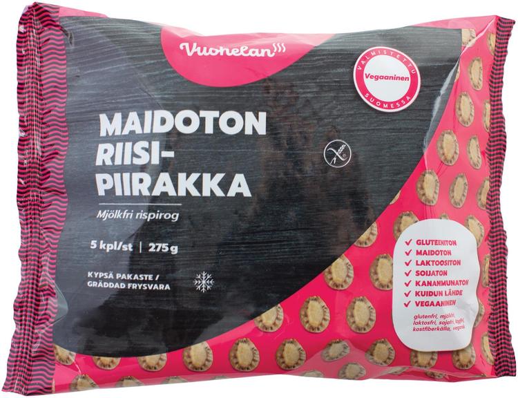 Vuohelan gluteeniton Maidoton riisipiirakka 5kpl 275g, pakaste