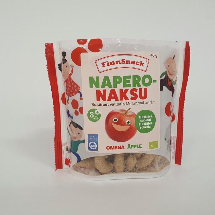 FinnSnack NaperoNaksu luomu omena rukiinen välipala 40g