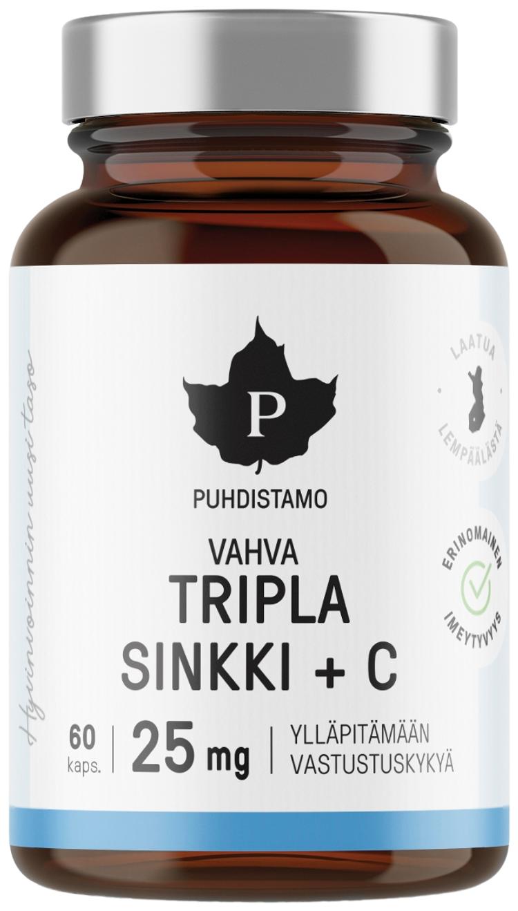 Puhdistamo Tripla Sinkki + C 25 mg 60 kapselia