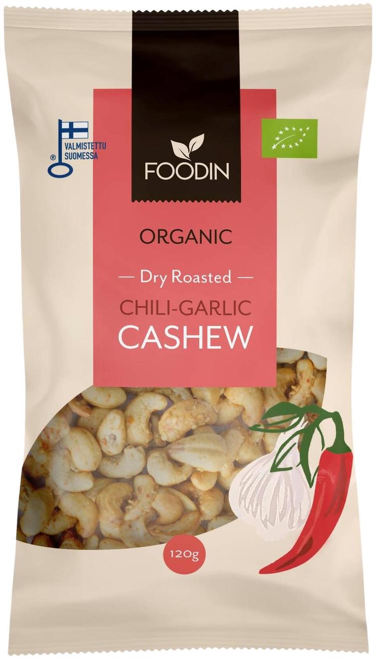 Foodin Chili-Garlic Cashew, luomu 120g