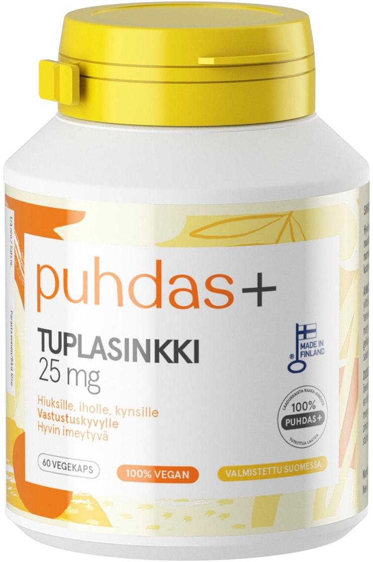 Puhdas+ Tuplasinkki 25mg 22g/60kaps