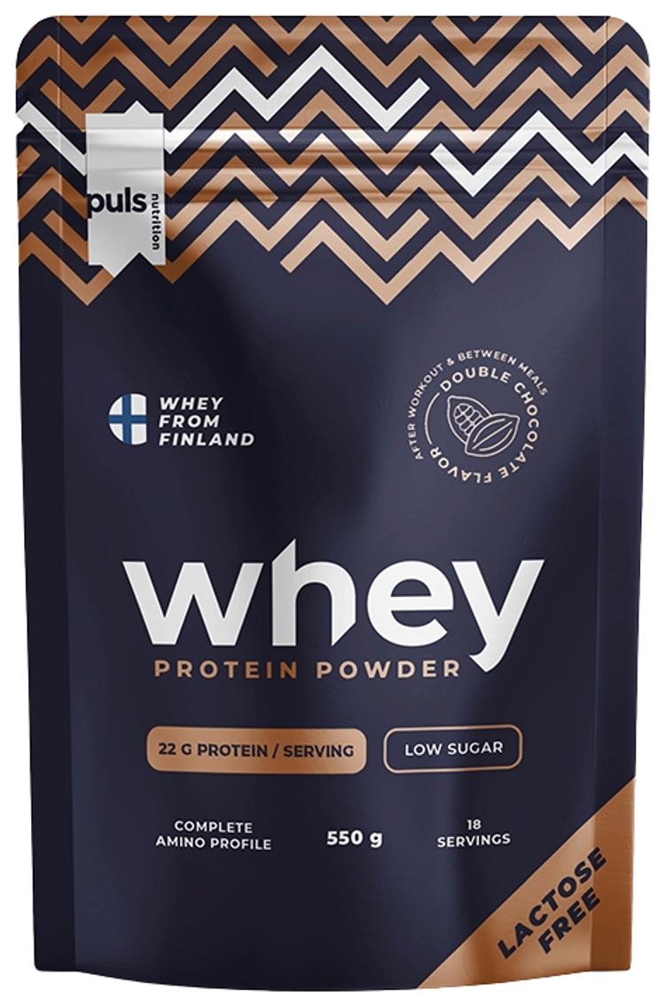 PULS WHEY Tuplasuklaa proteiinijauhe 550g laktoositon kotimainen