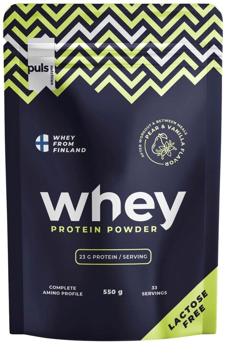 PULS WHEY Proteiinijuomajauhe kausimaku Päärynä & Vanilja 550g