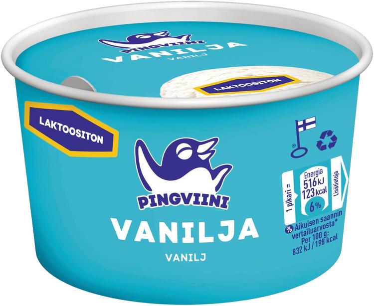 Pingviini Vanilja Laktoositon jäätelöpikari 62g/120ml