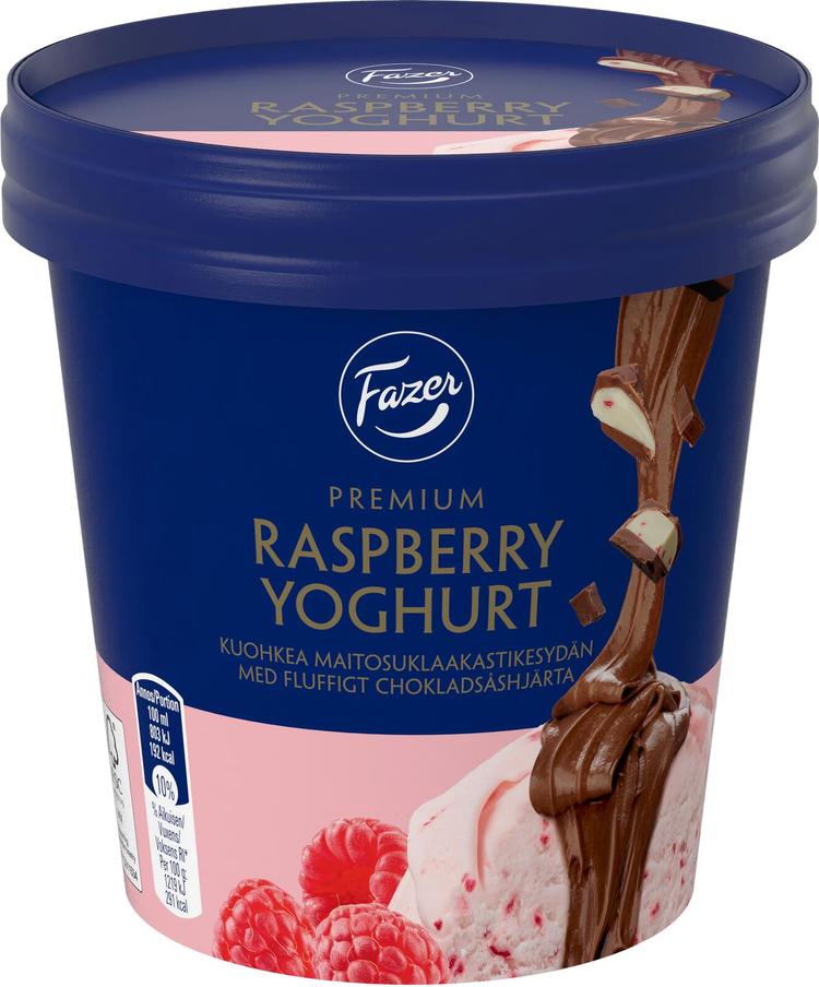 Fazer Premium Raspberry Yoghurt kermajäätelö kuohkealla suklaasydämellä 280g/425ml