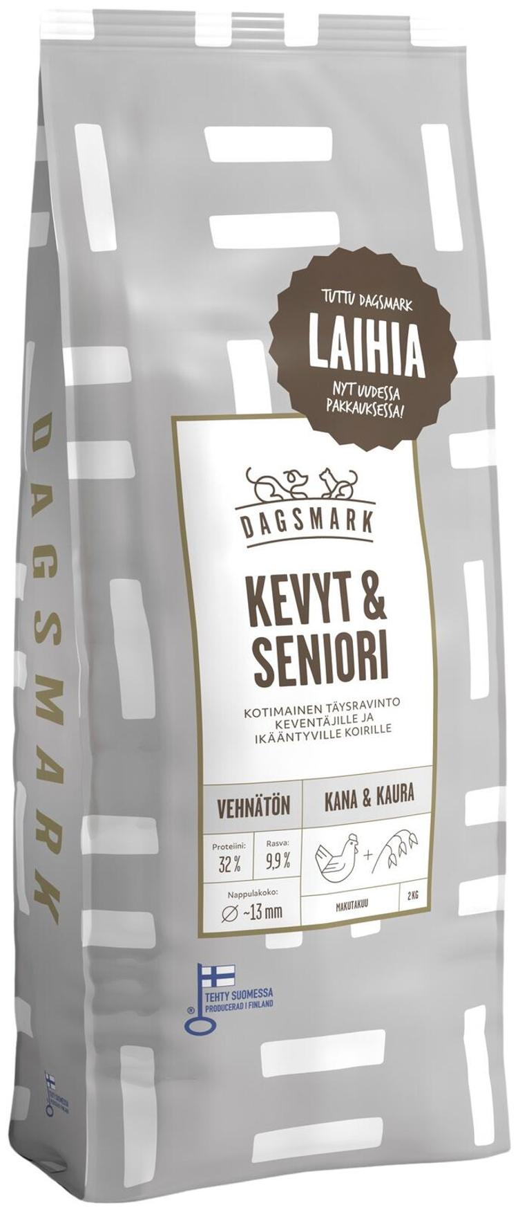 Dagsmark KEVYT & SENIORI koiran kuivaruoka vehnätön kana-kaura 2 kg